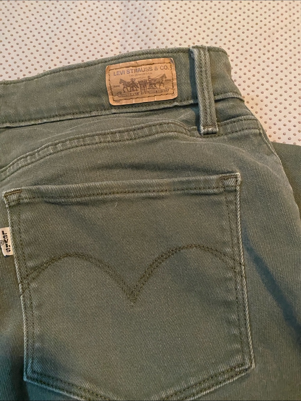 Levi's Olive Green Denim Jeans with Signature Back Pocket